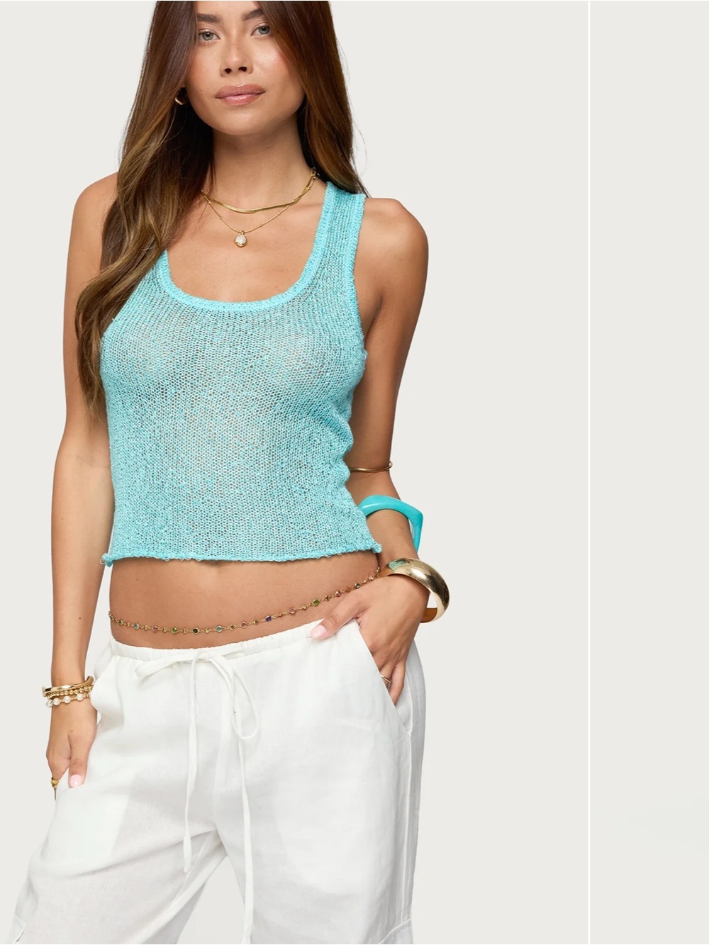 Edikted Eleora Sequin Knit Tank Top